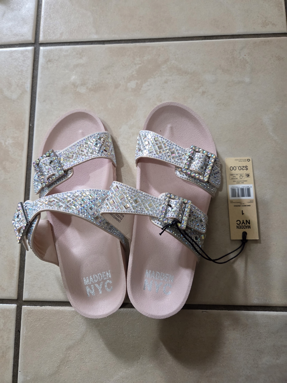 Madden NYC Kids Pink Glitter Buckle Sandals
